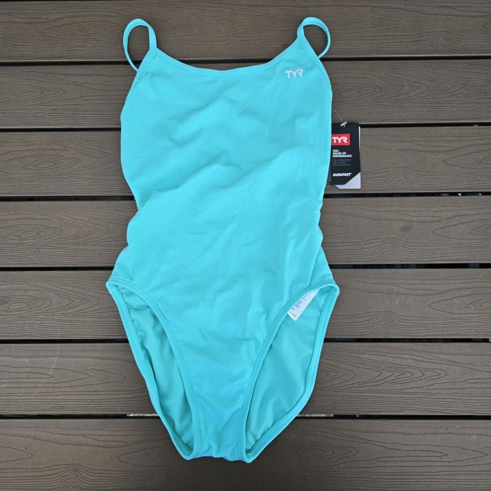 TYR Womens Durafast Elite Seafoam Trinityfit one Piece Swim Sz 32 New